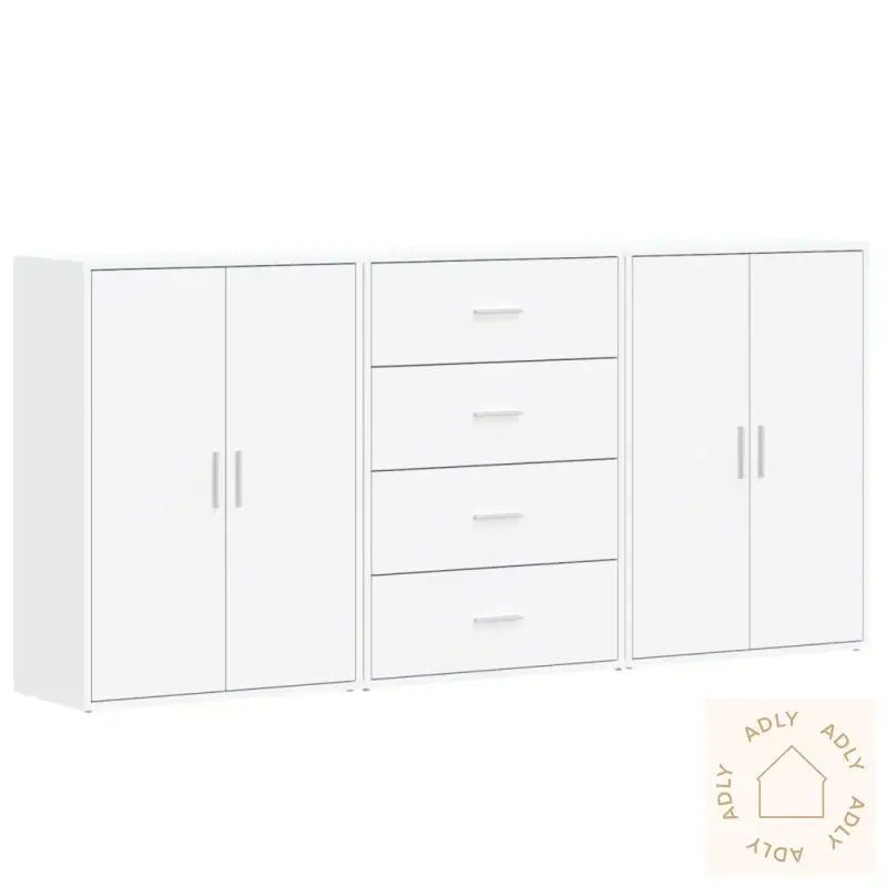 Skjenker 3 Stk Hvit 60X31X84 Cm Konstruert Tre