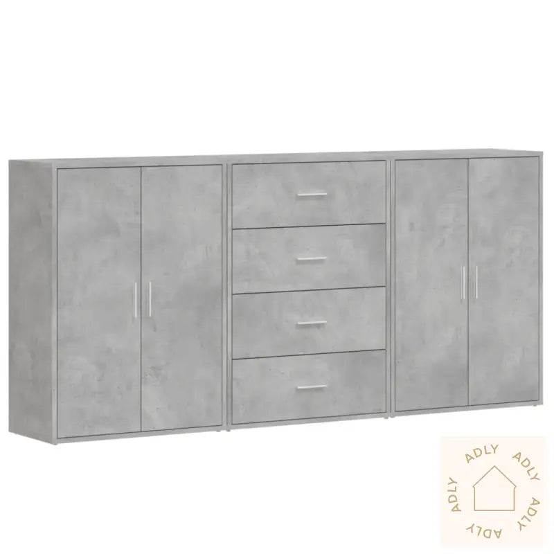 Skjenker 3 Stk Betonggrå 60X31X84 Cm Konstruert Tre