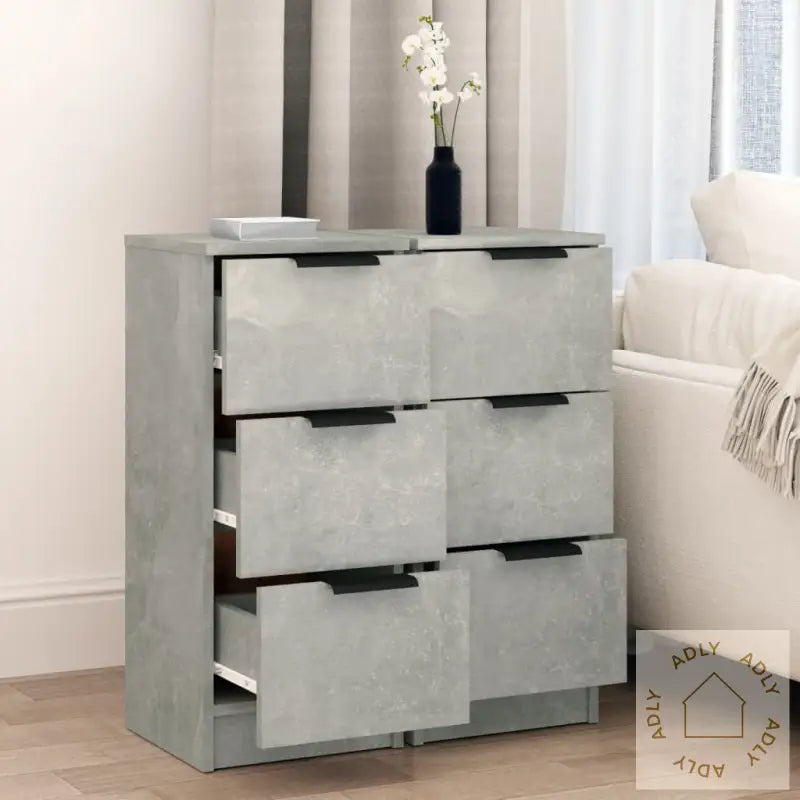 Skjenker 2 Stk Betonggrå 30X30X70 Cm Konstruert Tre