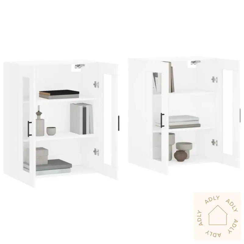 Veggskap 2 Stk Hvit Konstruert Tre