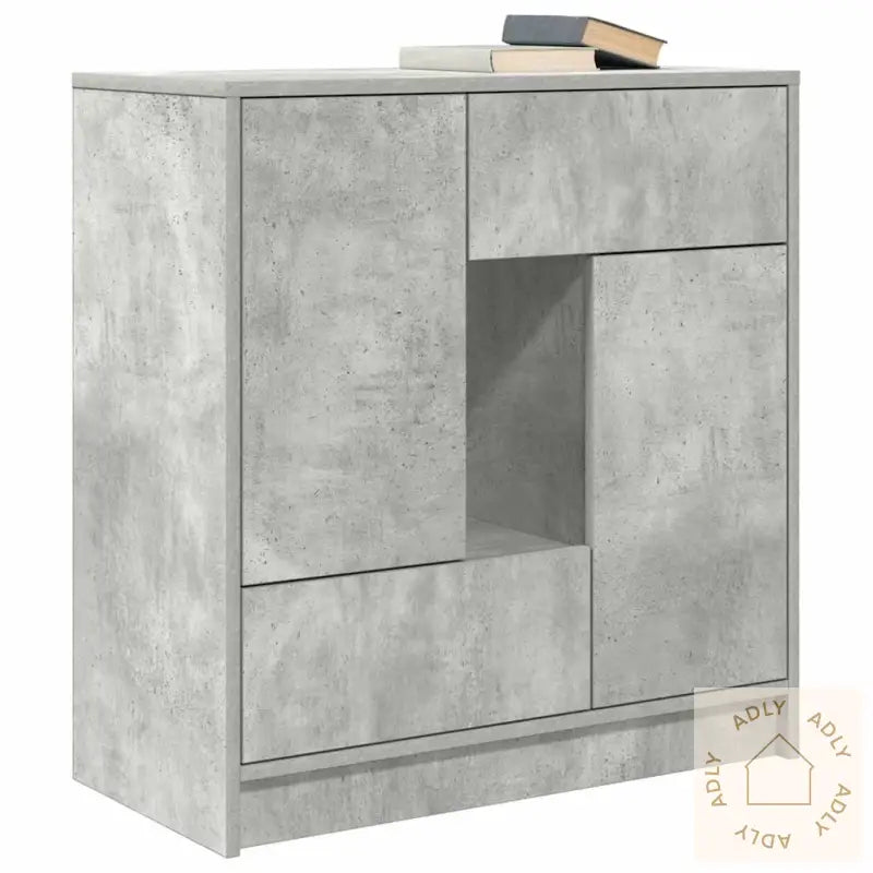 Skjenk Med Skuffer Og Dører Betonggrå 70,5X34X74,5 Cm