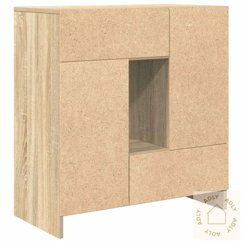 Skjenk Med Skuffer Og Dører Svart Eik 70,5X34X74,5 Cm