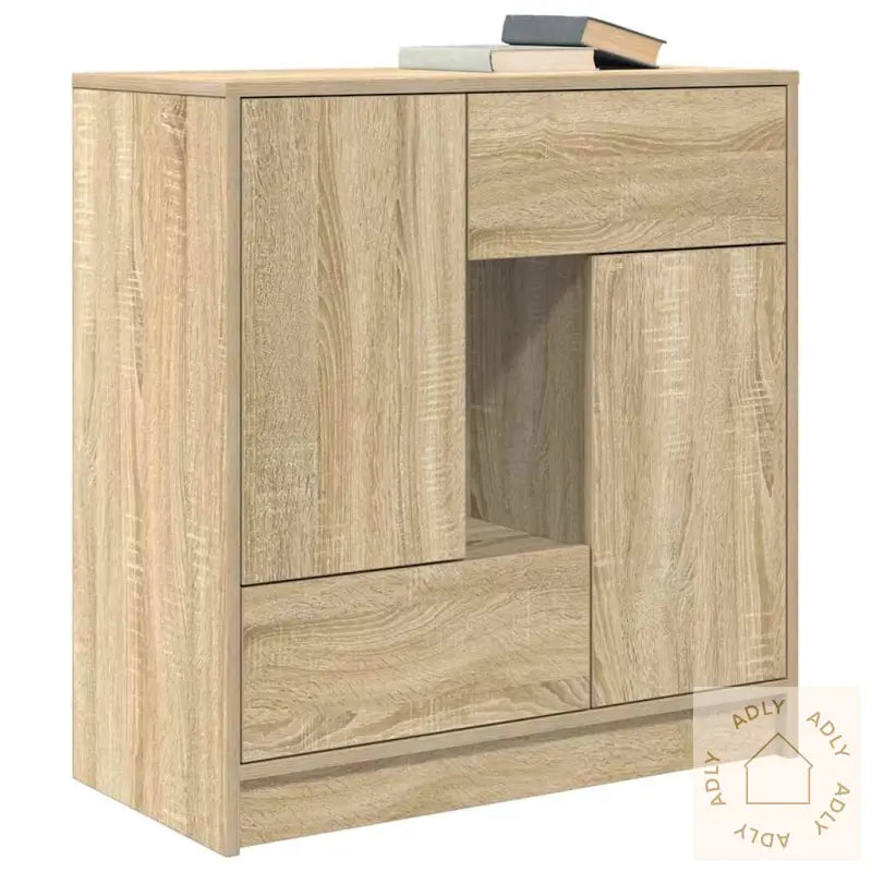 Skjenk Med Skuffer Og Dører Svart Eik 70,5X34X74,5 Cm