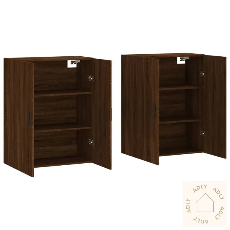 Veggskap 2 Stk Brun Eik 69,5X34X90 Cm