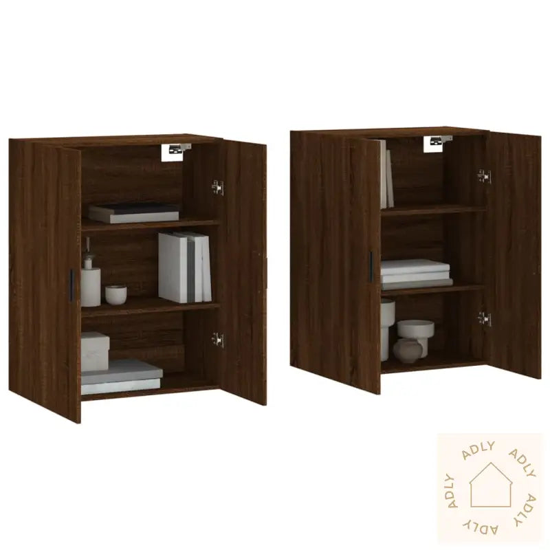 Veggskap 2 Stk Brun Eik 69,5X34X90 Cm