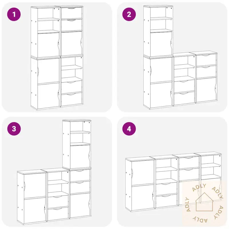 Sideskap 4 Stk Odda 40X24X79 Cm Heltre Furu