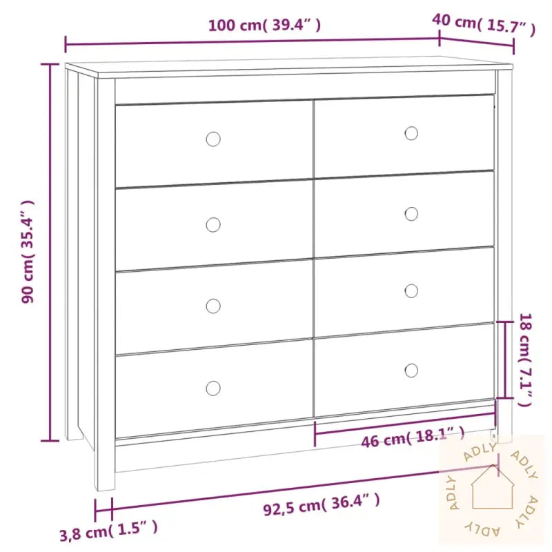 Sideskap 100X40X90 Cm Heltre Furu