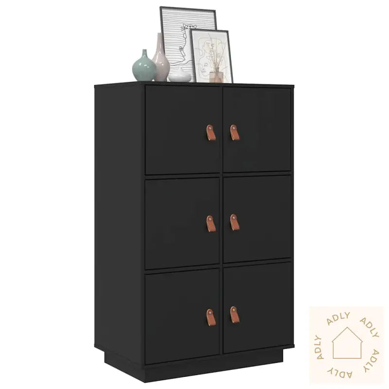 Highboard Svart 67X40X108,5 Cm Heltre Furu