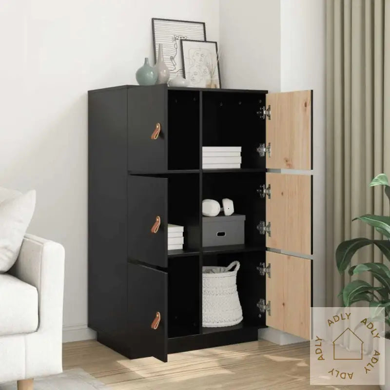 Highboard Svart 67X40X108,5 Cm Heltre Furu