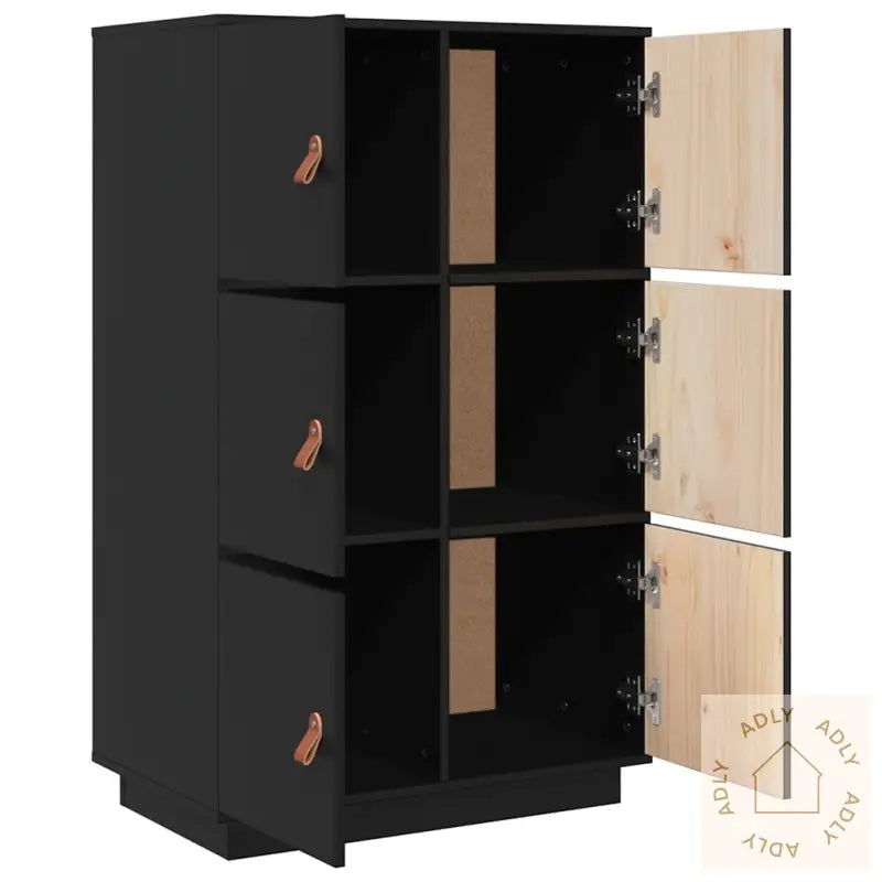 Highboard Svart 67X40X108,5 Cm Heltre Furu