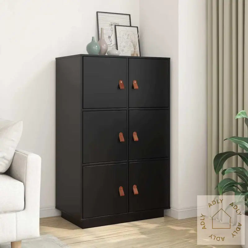 Highboard Svart 67X40X108,5 Cm Heltre Furu