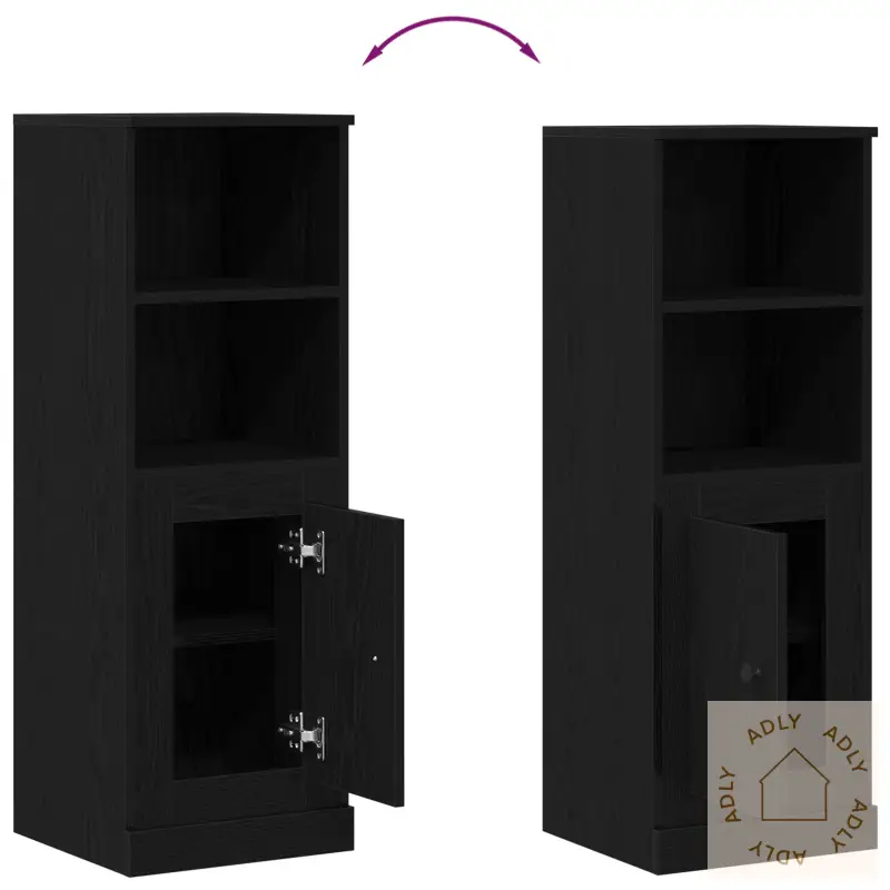 Høyskap Svart Eik 36X35.5X103.5 Cm Ingeniørtre