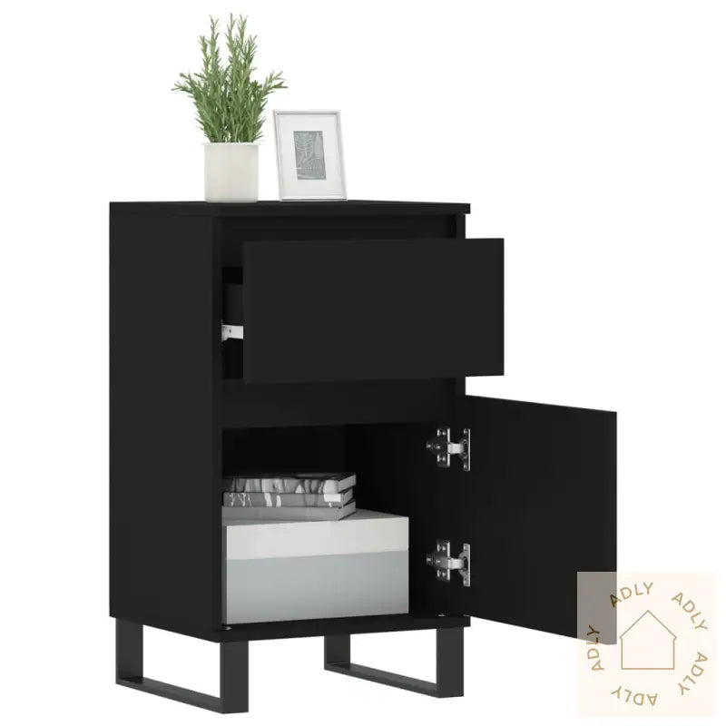 Skjenk 2 Stk Svart 40X35X70 Cm Konstruert Tre