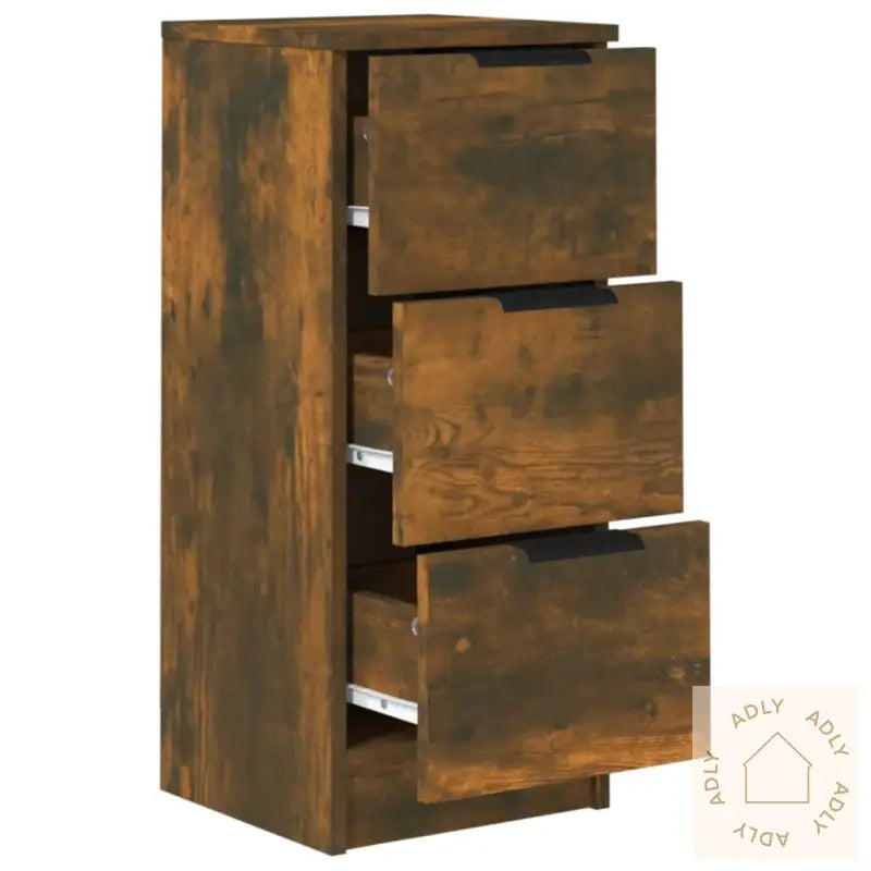 Skjenker 2 Stk Røkt Eik 30X30X70 Cm Konstruert Tre