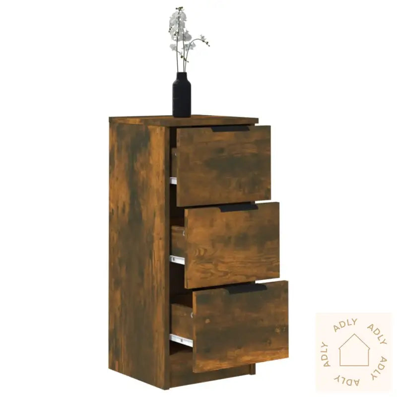 Skjenker 2 Stk Røkt Eik 30X30X70 Cm Konstruert Tre