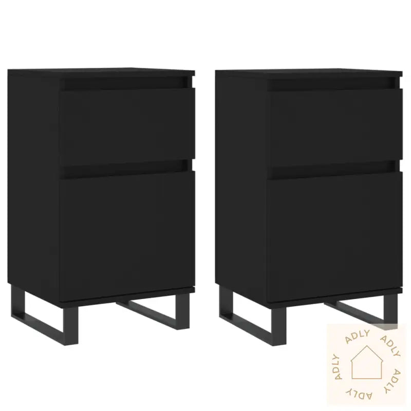 Skjenk 2 Stk Svart 40X35X70 Cm Konstruert Tre