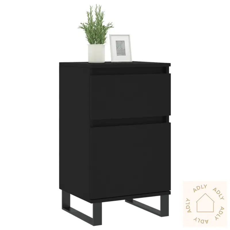 Skjenk 2 Stk Svart 40X35X70 Cm Konstruert Tre