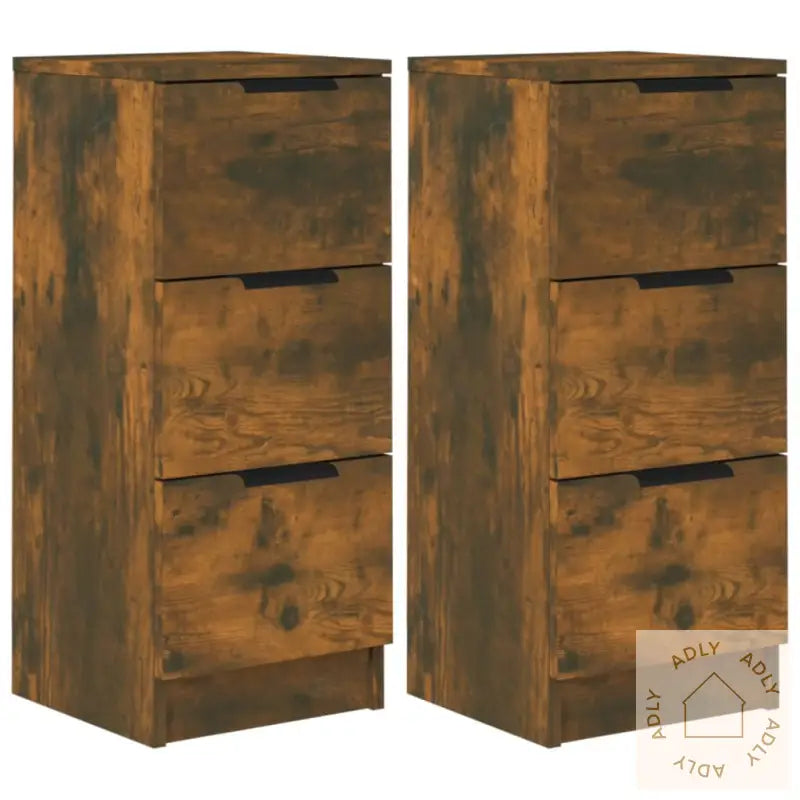Skjenker 2 Stk Røkt Eik 30X30X70 Cm Konstruert Tre