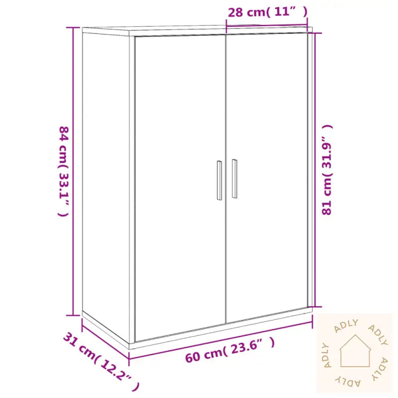 Skjenker 2 Stk Betonggrå 60X31X84 Cm Konstruert Tre