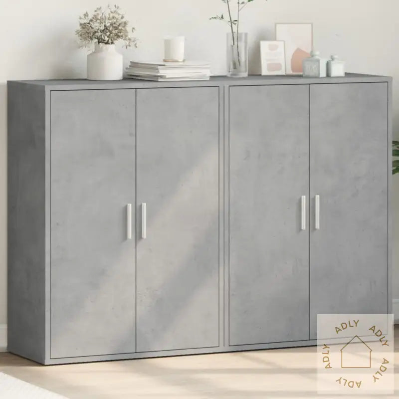 Skjenker 2 Stk Betonggrå 60X31X84 Cm Konstruert Tre