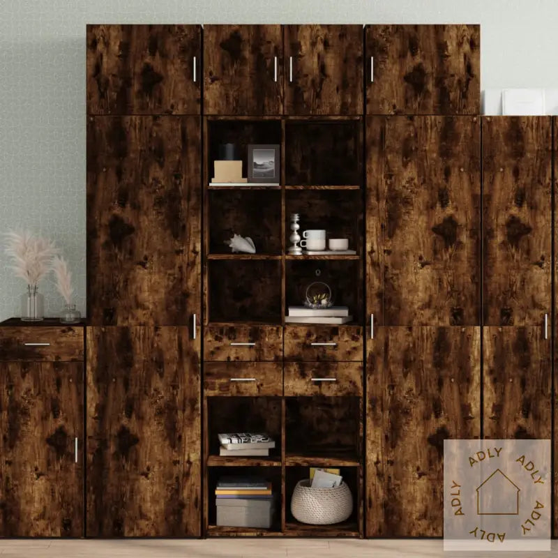 Oppbevaringsskap Røkt Eik 70X42,5X225 Cm Konstruert Tre