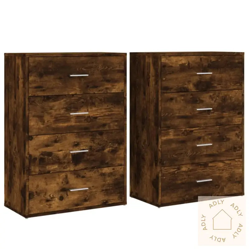 Skjenker 2 Stk Røkt Eik 60X31X84 Cm Konstruert Tre
