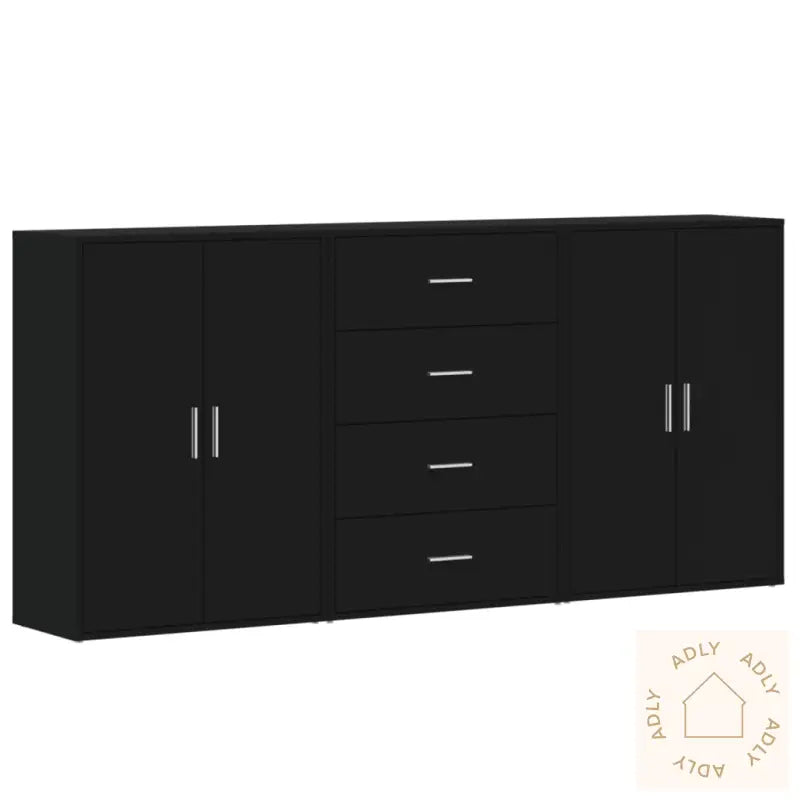 Skjenker 3 Stk Svart 60X31X84 Cm Konstruert Tre