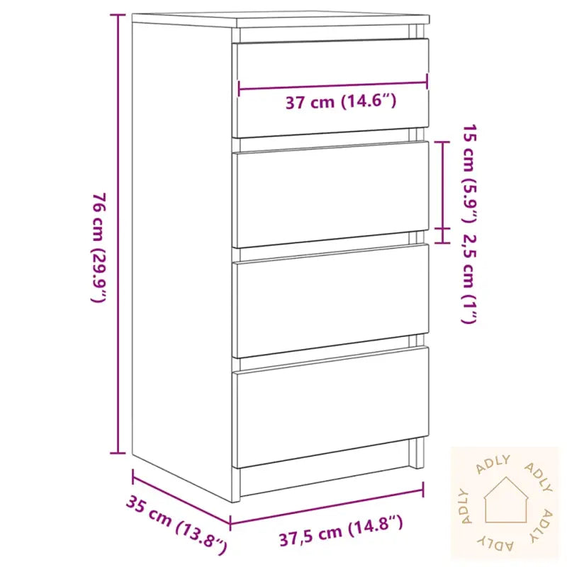 Skjenk Betonggrå 37,5X35X76 Cm Konstruert Tre