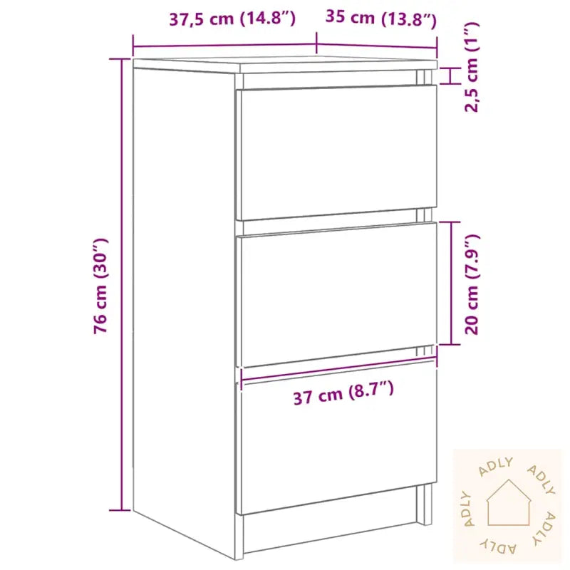 Skjenk Betonggrå 37,5X35X76 Cm Konstruert Tre