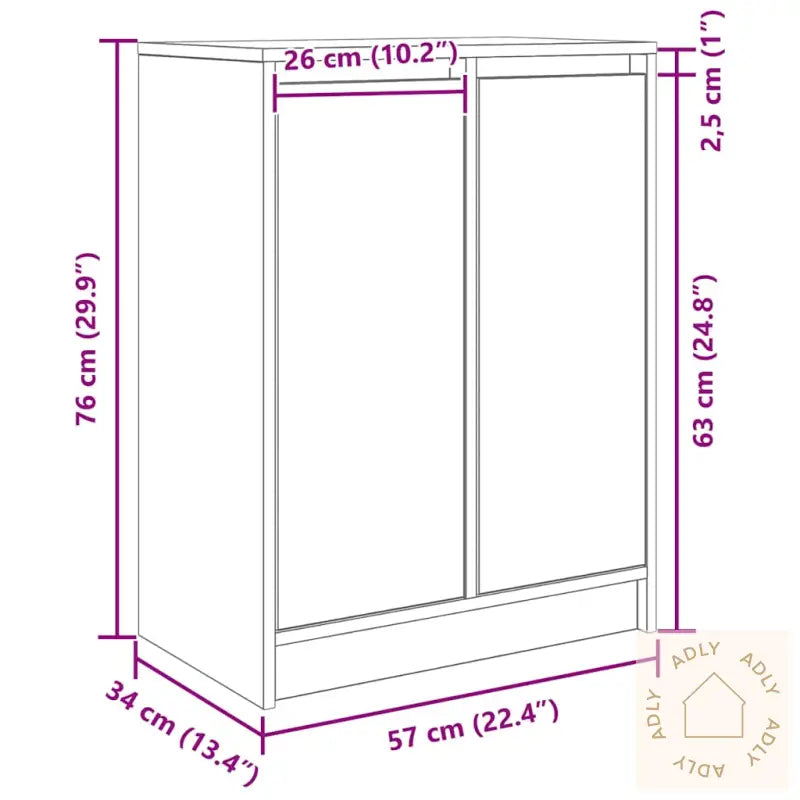 Skjenk Hvit 57X34X76 Cm Konstruert Tre