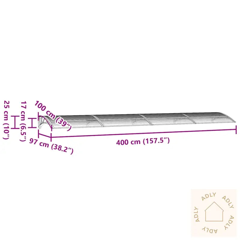 Skjermtak Svart 400X100 Cm Polykarbonat