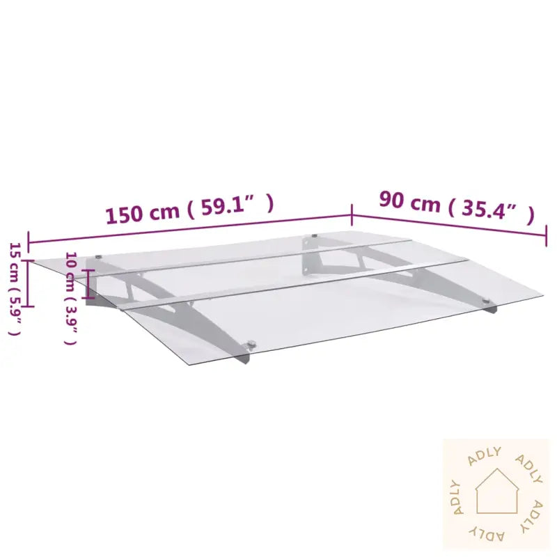 Skjermtak Sølv Og Gjennomsiktig 150X90 Cm Pet