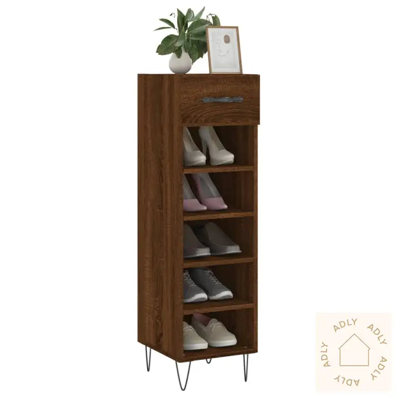 Skohylle Brun Eik 30X35X105 Cm Konstruert Tre