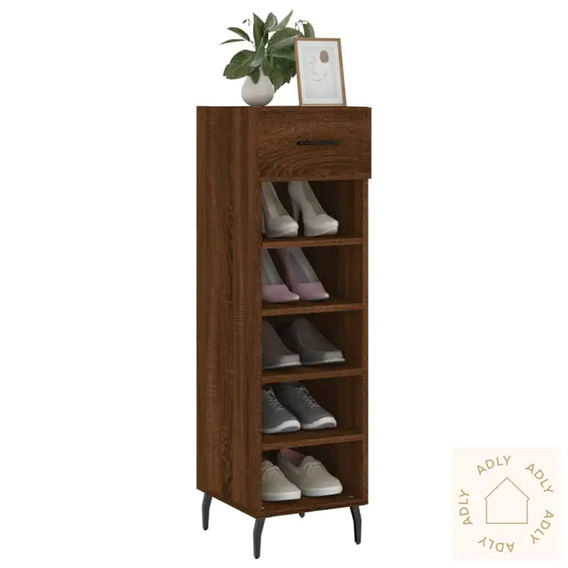 Skohylle Brun Eik 30X35X105 Cm Konstruert Tre