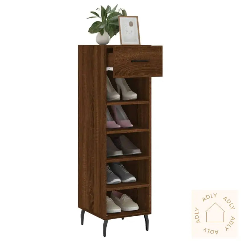 Skohylle Brun Eik 30X35X105 Cm Konstruert Tre