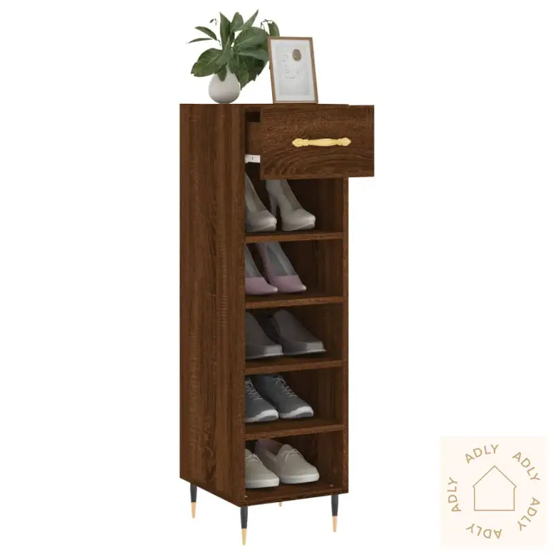 Skohylle Brun Eik 30X35X105 Cm Konstruert Tre