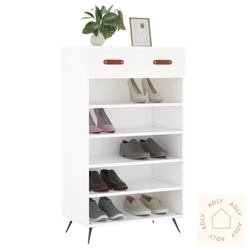 Skohylle Hvit 60X35X105 Cm Konstruert Tre
