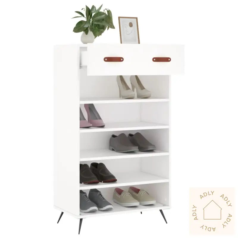 Skohylle Hvit 60X35X105 Cm Konstruert Tre