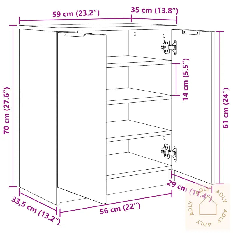 Skoskap Svart Eik 59X35X70 Cm Konstruert Tre