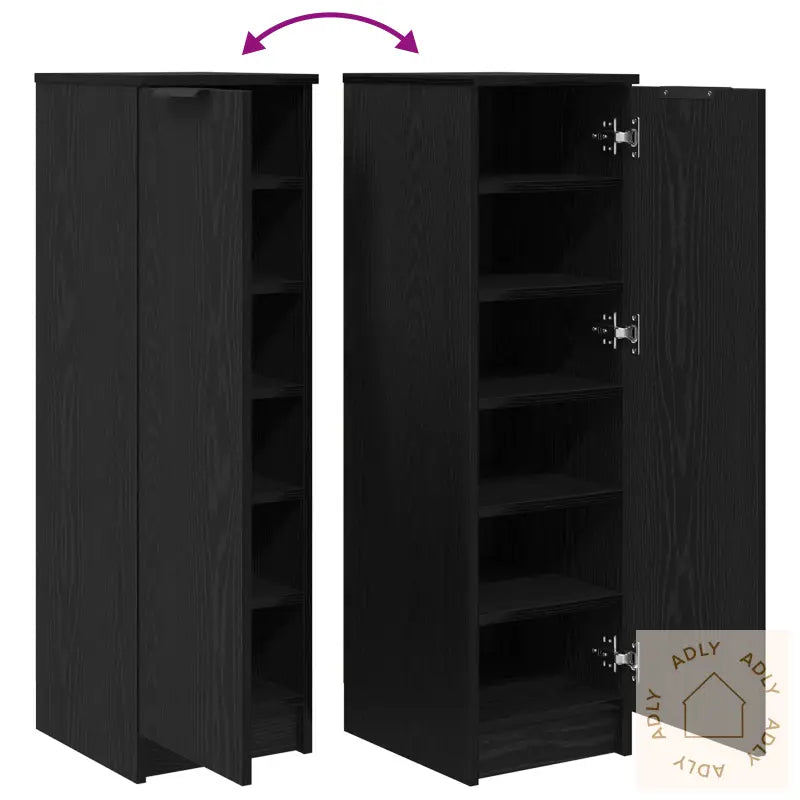 Sko Skap Svart Eik 29,5X35X100,5 Cm Konstruert Tre