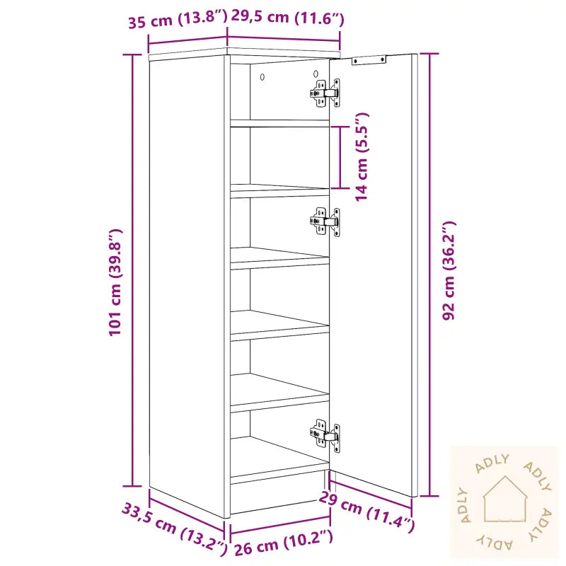 Sko Skap Svart Eik 29,5X35X100,5 Cm Konstruert Tre