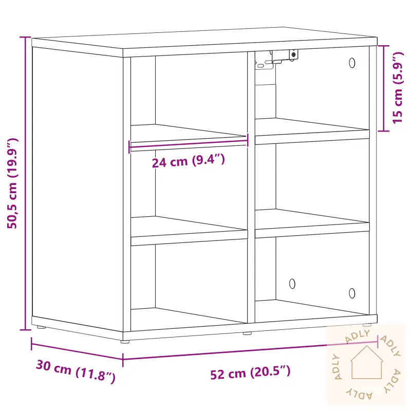 Svart Eik Sko Cabinet - 52,5 X 30 X 50 Cm