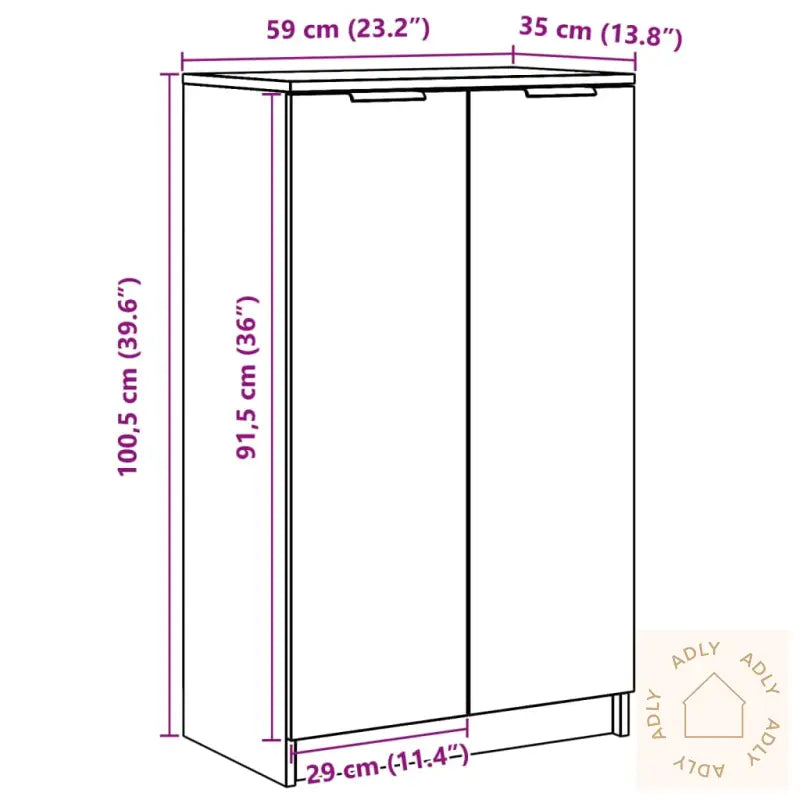 Skoskap Høyglans Hvit 59X35X100 Cm Konstruert Tre