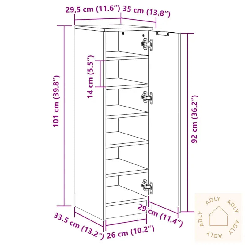 Skoskap Sonoma Eik 30X35X100 Cm Konstruert Tre