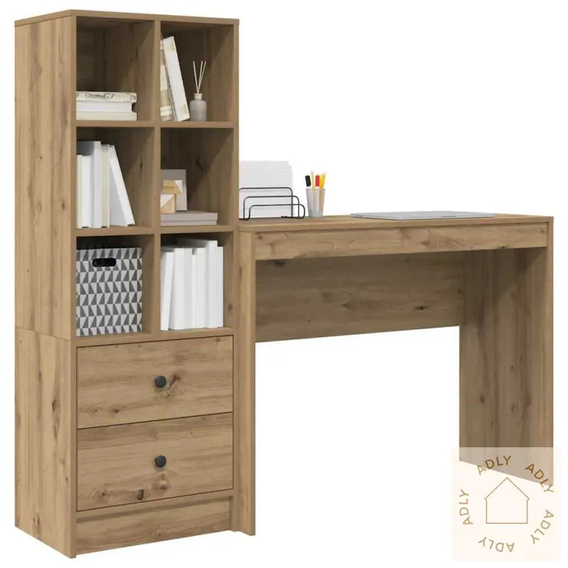 Skrivebord Med Lagring Artisan Eik Konstruksjon Tre