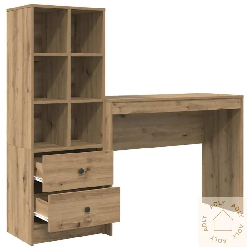 Skrivebord Med Lagring Artisan Eik Konstruksjon Tre