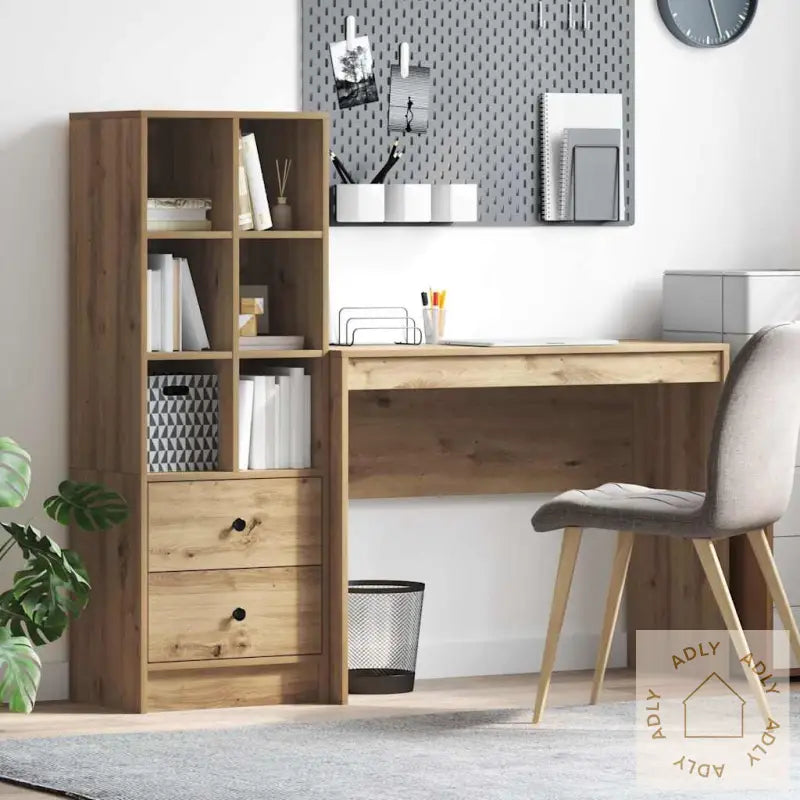 Skrivebord Med Lagring Artisan Eik Konstruksjon Tre