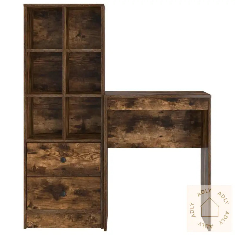 Skrivebord Med Lagring Røkt Eik Konstruert Tre