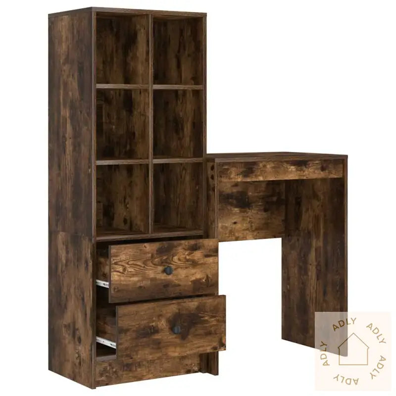 Skrivebord Med Lagring Røkt Eik Konstruert Tre