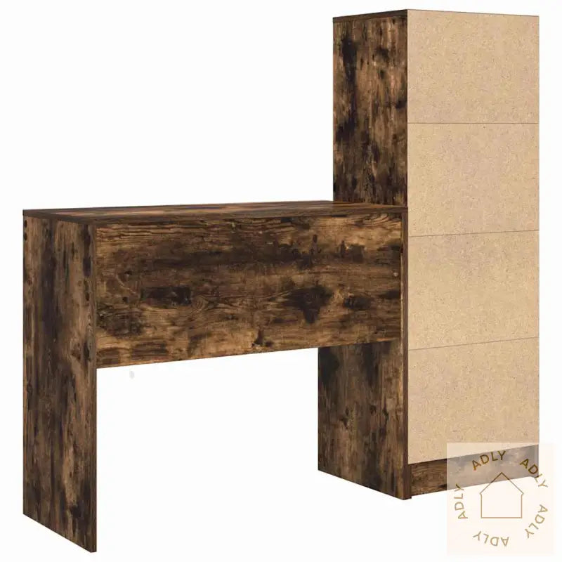 Skrivebord Med Lagring Røkt Eik Konstruert Tre